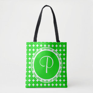 Bolso De Tela Monograma de dot de polka verde