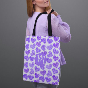 Bolso De Tela Monograma de El día de San Valentín cardíaco pulid