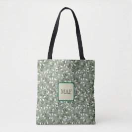 Bolso De Tela Monograma de enredaderas botánicas florales verdes