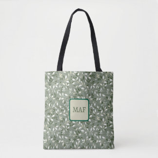 Bolso De Tela Monograma de enredaderas botánicas florales verdes