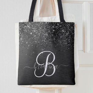 Bolso De Tela Monograma de espuma de Purpurina negro personaliza