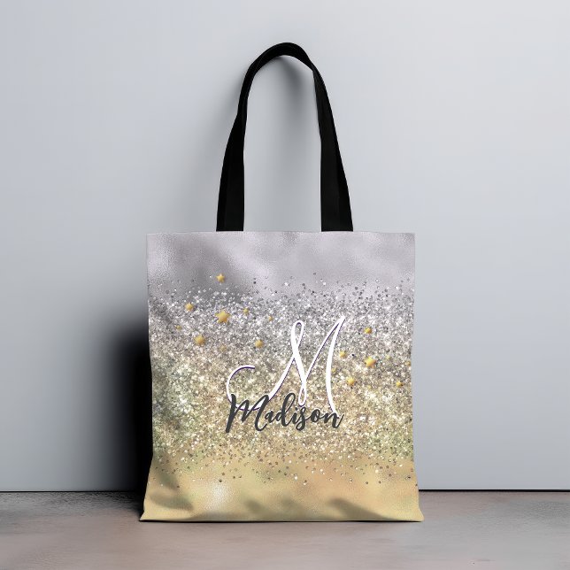Bolso De Tela Monograma de estrellas Purpurinas de oro plateado  (Subido por el creador)