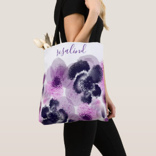 Bolso De Tela Monograma de Firma Personalizada Floral Rosa