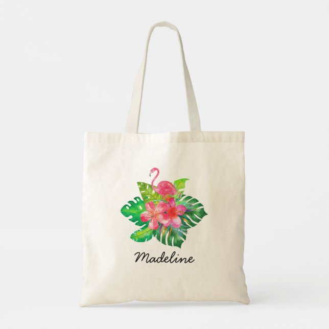 Bolso De Tela Monograma de Flamenco Tropical Floral (Reverso)