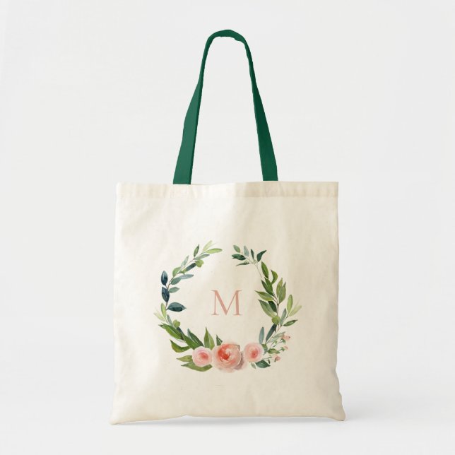 Bolso De Tela Monograma de flor de jardín Rosa (Frente)