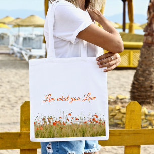 Bolso De Tela Monograma de flor de naranja Tote Bags