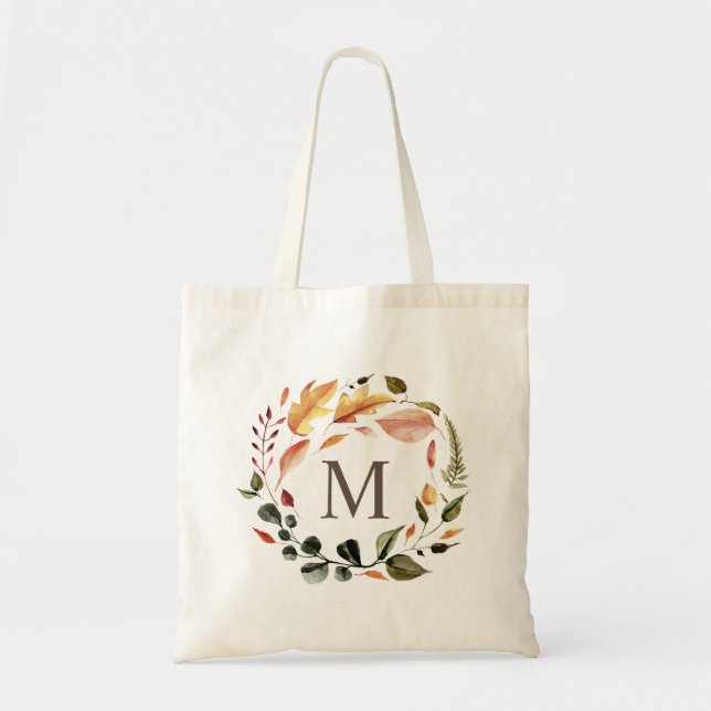 Bolso De Tela monograma de flor de sensación de otoño (Frente)