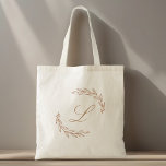 Bolso De Tela Monograma de floración de oro de Rosa<br><div class="desc">Bolsa de tota monocapa diseñada por personalizados con diseño rústico moderno de flor de oro subió.</div>