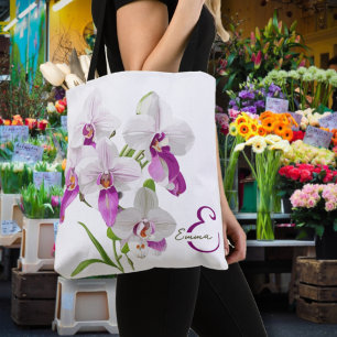 Bolso De Tela Monograma de flores de orquídeas delgadas