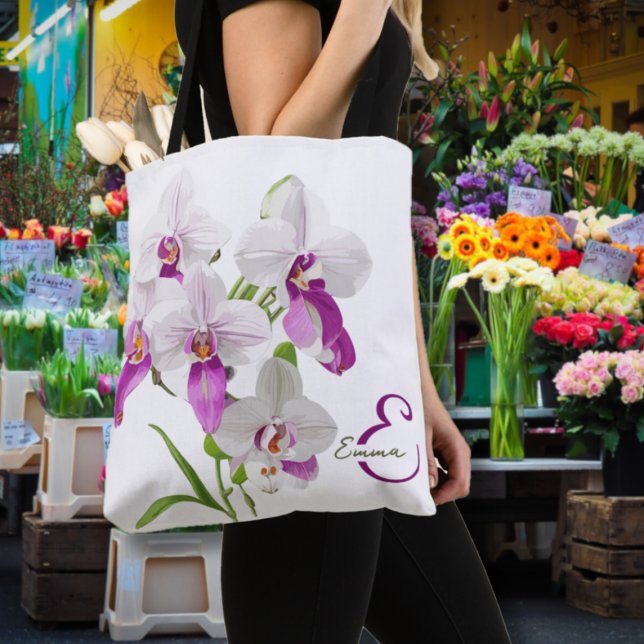 Bolso De Tela Monograma de flores de orquídeas delgadas (Subido por el creador)