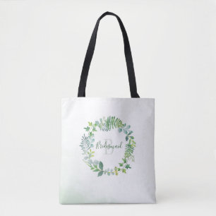 Bolso De Tela Monograma de follaje de la dama de honor