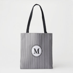 Bolso De Tela Monograma de franja blanca y negra