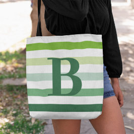 Bolso De Tela Monograma de franjas verdes de moda