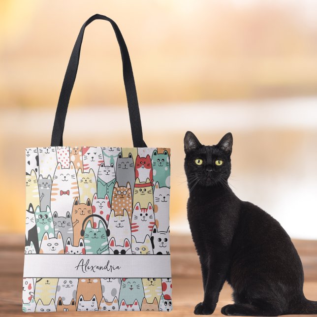 Bolso De Tela Monograma de gatos, gatos y más gatos (Subido por el creador)