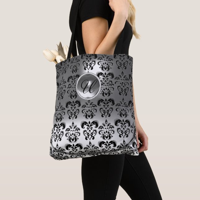 BOLSO DE TELA MONOGRAMA DE GEMSTONA CLASICA GRIS NEGRO BLANCO DA (Detalle)