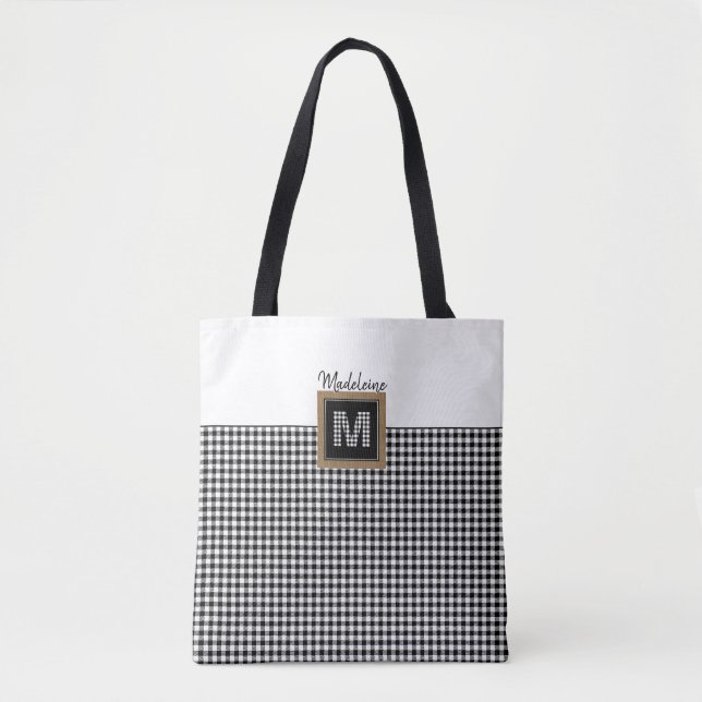 Bolso De Tela Monograma de Gingham Plaid de la comprobación clás (Anverso)