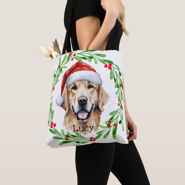 Bolso De Tela Monograma de Golden Retriever Goldie Holiday para  (Detalle)