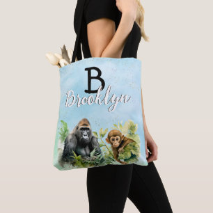Bolso De Tela Monograma de gorila personalizada Chimpancee Jungl