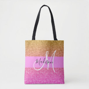 Bolso De Tela Monograma de gradiente de parkol de Purpurina rosa