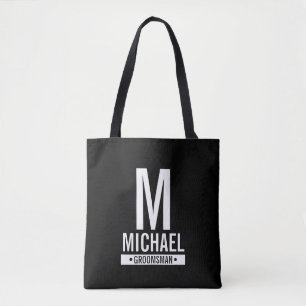 Bolso De Tela Monograma de Groomsman personalizado y Ba de Tote