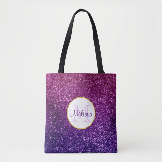 Bolso De Tela Monograma de guijarros Purpurinas de esparcido ros (Anverso)