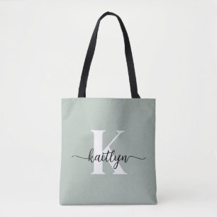 Bolso De Tela Monograma de guión verde sabio