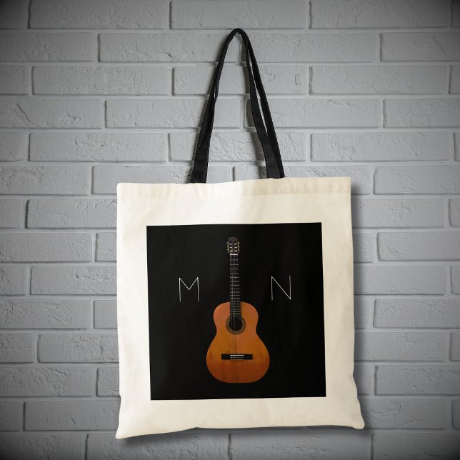 Bolso De Tela Monograma de guitarra musical negro (Subido por el creador)