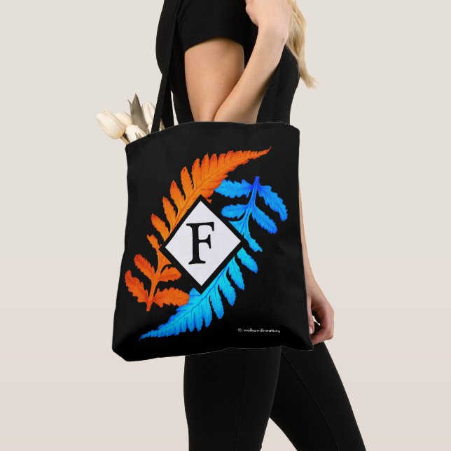 Bolso De Tela Monograma de helechos pintados en japonés Naranja  (Detalle)