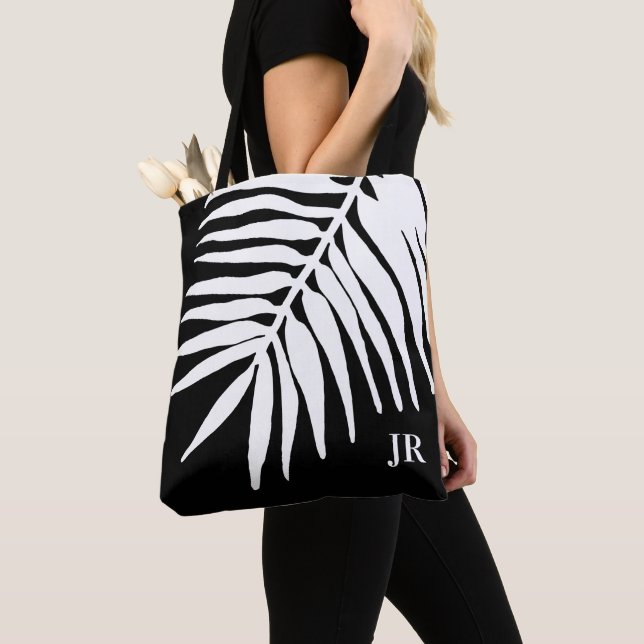 Bolso De Tela Monograma de hojas de palma en blanco y negro (Detalle)