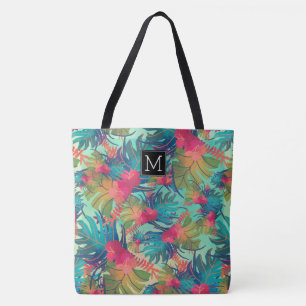 Bolso De Tela Monograma de hojas tropicales