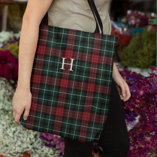 Bolso De Tela Monograma de Holiday Tartan