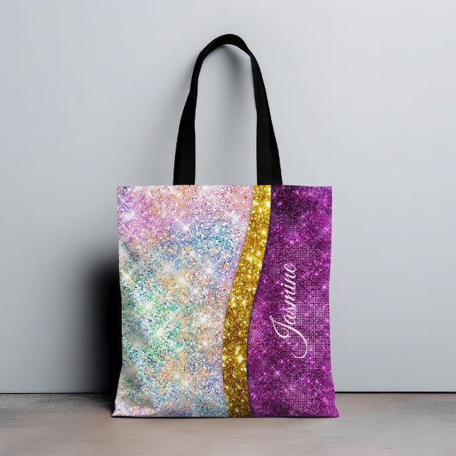 Bolso De Tela Monograma de imitación de oro de fuchsia iridiscen (Subido por el creador)