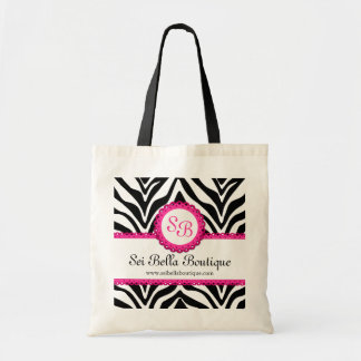 Bolso De Tela Monograma de impresión de cebra y encaje rosado