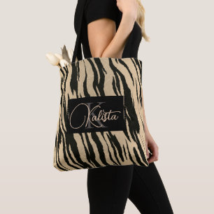 Bolso De Tela Monograma de impresión del tigre dorado