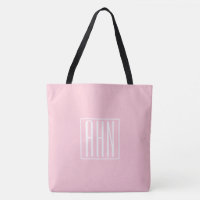 Monograma de Iniciales | Blanco Sobre Rosa Ligero