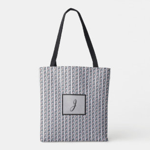 Bolso De Tela Monograma de iris blanco y negro trenzado