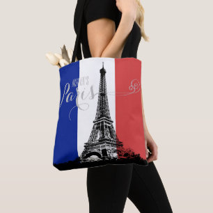 Bolso De Tela Monograma de la bandera de Francia de la torre