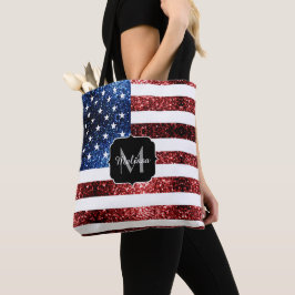 Bolso De Tela Monograma de la bandera de los Estados Unidos con