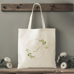 Bolso De Tela Monograma de la dama de honor de un geométrico mod<br><div class="desc">Bolsa de tote monocapeada diseñada por un personalizado que presenta un diseño moderno y elegante de marco geométrico dorado y de color de agua.</div>