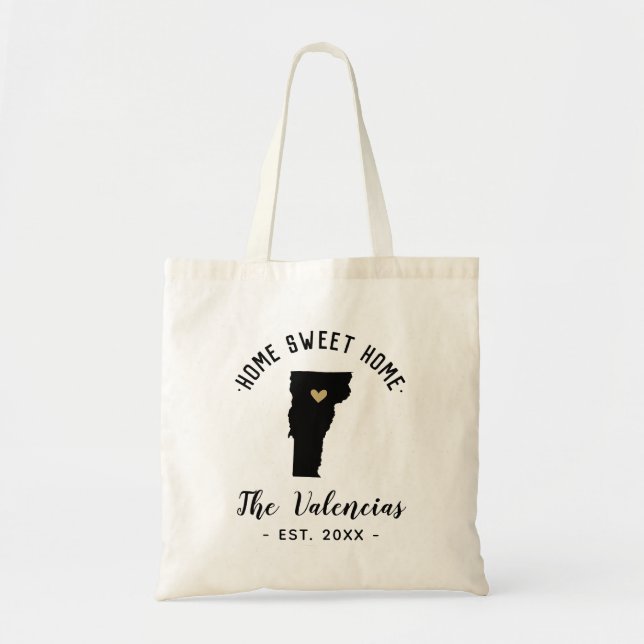Bolso De Tela Monograma de la familia Vermont Home Sweet Home (Frente)