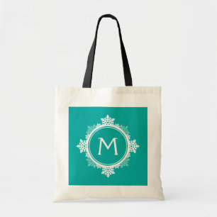 Bolso De Tela Monograma de la flauta de nieve en blanco y azul V