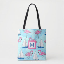 Bolso De Tela Monograma de la máquina de planchar azul Flamingo 
