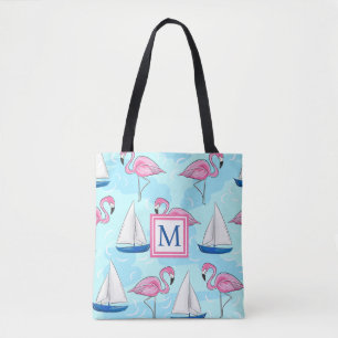 Bolso De Tela Monograma de la máquina de planchar azul Flamingo
