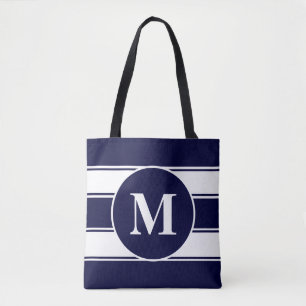 Bolso De Tela Monograma de la Marina Náutica y la franja blanca