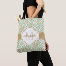 Bolso De Tela Monograma de la menta del oro del modelo de