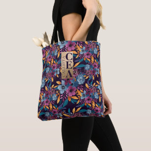 Bolso De Tela Monograma de las flores acuáticas de mostaza de la