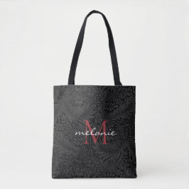 Bolso De Tela Monograma de letra roja floral negra elegante