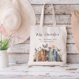 Bolso De Tela Monograma de libros y libros para profesores de ar