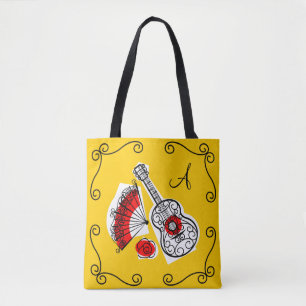 Bolso De Tela Monograma de los españoles corona la espalda roja