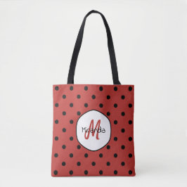 Bolso De Tela Monograma de lunares rojos